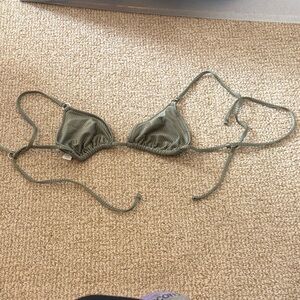 Green Ribbed Bikini Top